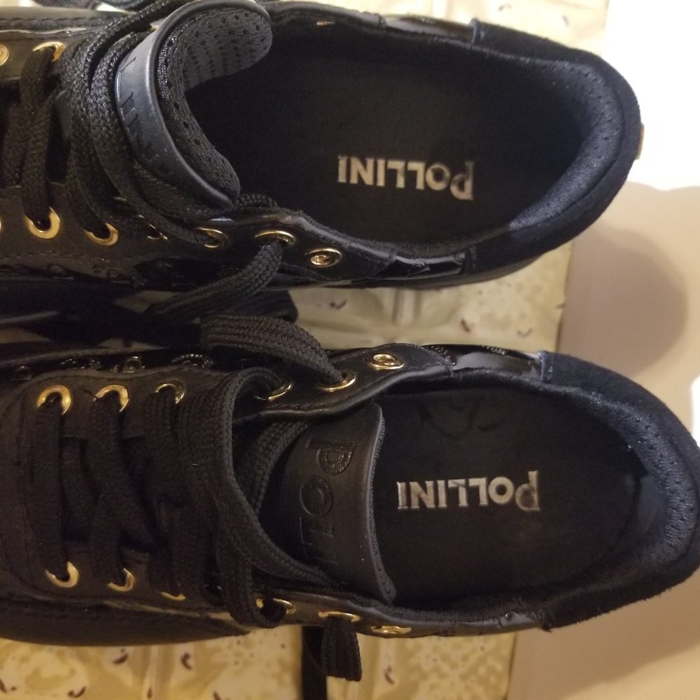 Black and White POLLINI Woman's Leather Sneakers - Picture 9 of 9